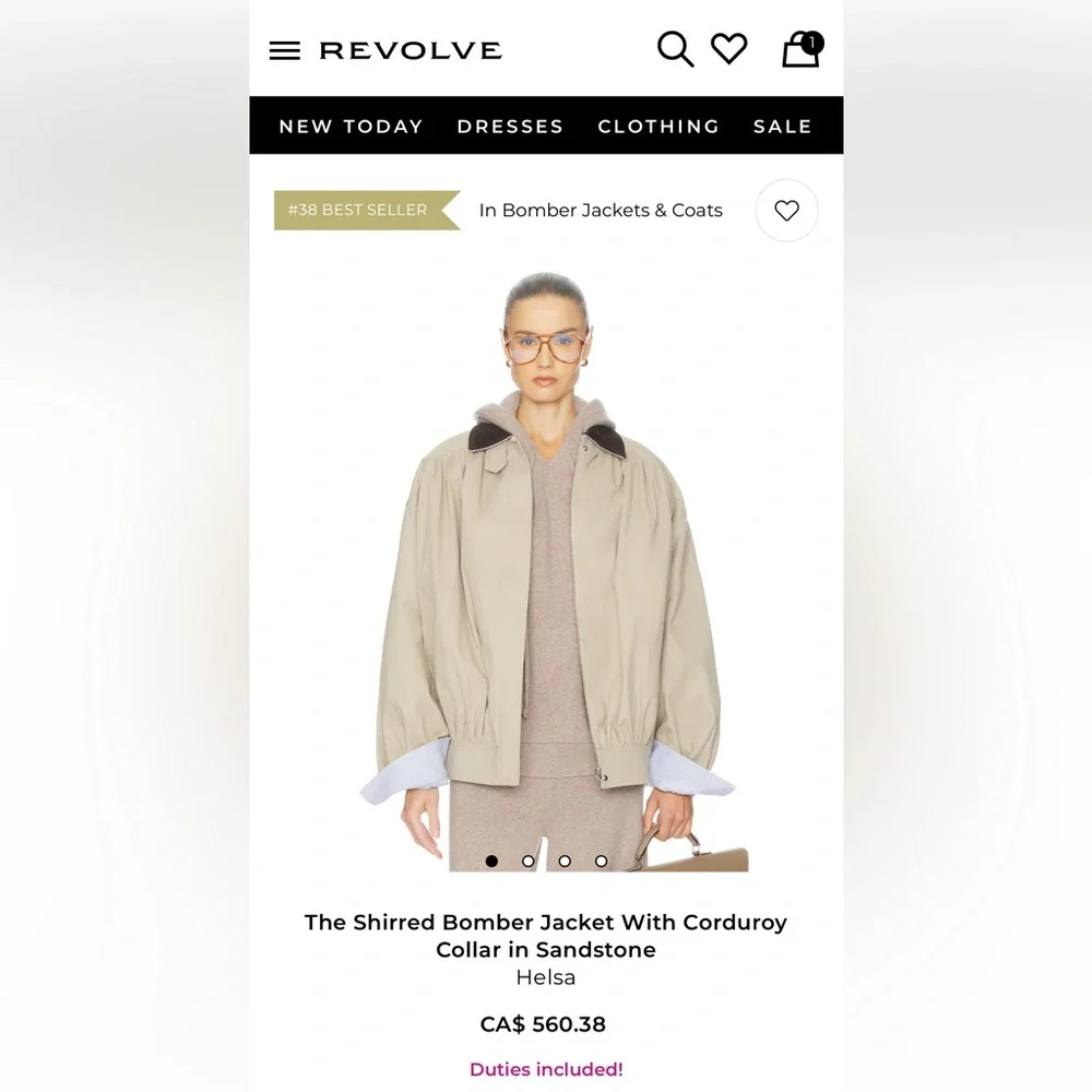 Helsa NWOT The Shirred Bomber Jacket With Corduroy Collar - Picture 13 of 15